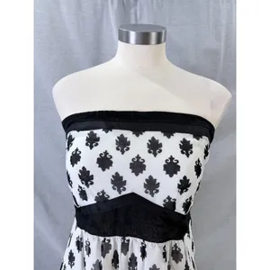 Maeve Anthropologie Black White Damask Medallion Strapless‎ Smocked Midi Dress M thumbnail 2