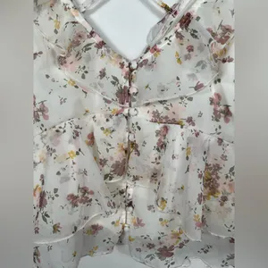 Abercrombie Fitch Floral Peplum Top‎ Womens Small Ruffle Strappy Babydoll Y2K thumbnail 6