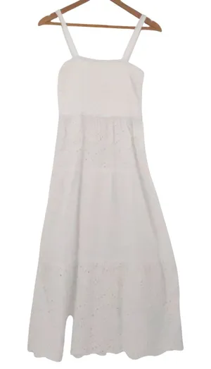 Goa Beachwear by Japna White Eyelet Maxi Dress Womens Size S Cotton Boho Cottage thumbnail 1