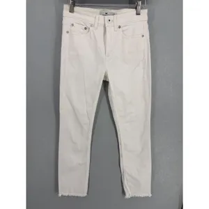 Vineyard Vines Womens Jeans High Rise Straight Crop Raw Hem White 26 thumbnail 2