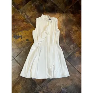 Jay Godfrey White Mia Mini Swing Sleeveless Tie Neck Ruffle Size 6 Dress thumbnail 6