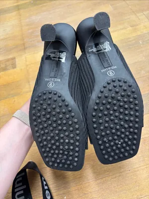 Anne Klein Black Ribbed Knit Slide Mules thumbnail 2