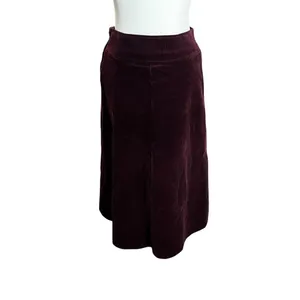 Laura Ashley Vintage Corduroy Midi Skirt Plum Burgundy A Line UK 12 US 10 thumbnail 6