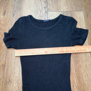 Brandy Melville Black Ribbed Short Sleeve Mini Dress Bodycon Made in Italy OS thumbnail 4