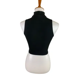 Los Angeles Apparel Black Mock Neck Crop Top S Sleeveless Y2K Cotton Spandex thumbnail 2