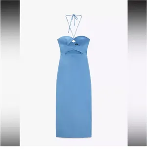 Zara Bright Blue Strapless Cutout Midi Dress thumbnail 3