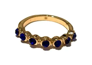 Gold tone ring with blue stones thumbnail 1