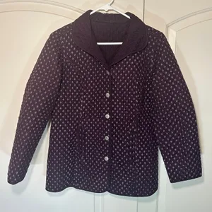 Quilted Jacket Purple Womens Large Diamond‎ French Countryside Style Pockets thumbnail 1