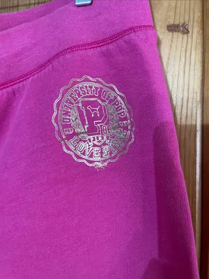Victoria's Secret Hot Pink Drawstring Sweatpants large vintage sparkly pants thumbnail 2