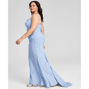 NWT B Darlin Plus Size Glitter-Knit Prom Dress Gown 5DH8978 14W Light Blue thumbnail 2