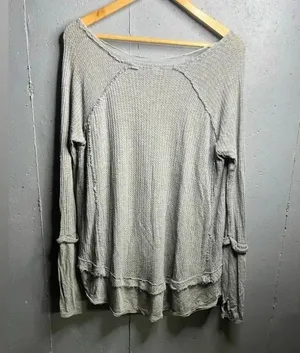 Free People Laguna Gray Thermal Long Sleeve Top; Size Xs thumbnail 3