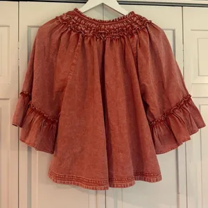 Free people orange mineral wash Ainsley ruffle blouse small thumbnail 8