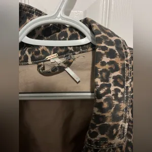 Free People Cheetah Print Denim Jacket Size Small thumbnail 3