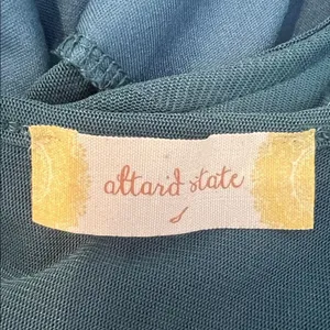 Altar'd State size small teal sleeveless lace and ruffles sheer A line dress EUC thumbnail 3