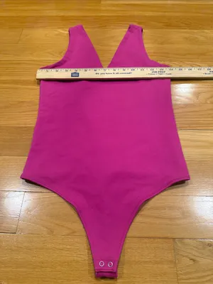 Abercrombie & Fitch soft collection hot pink thong bodysuit size small . thumbnail 2