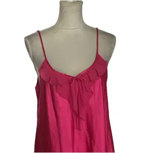 Women’s Pink Lingerie Slip Dress Nightgown Ruffles Chemise Sz L Romantic thumbnail 3
