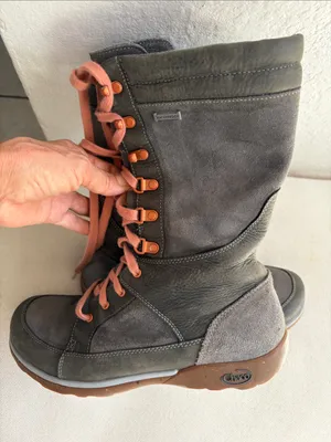 Chacos Waterproof Women's Gray Lace-Up Hiking Boots with Pink Laces thumbnail 6