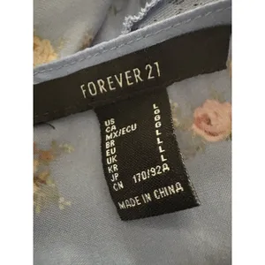 Forever 21 Y2K Babydoll Top Blue Foral Camisole Lace L Cottagecore Coquette Soft Dainty thumbnail 11