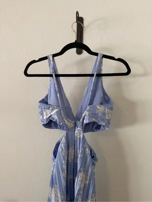 Abercrombie A&F Giselle Pleated Blue Cutout Dress XSP thumbnail 7
