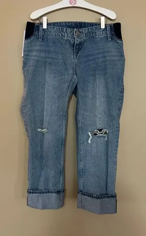 Isabel Maternity By Ingrid & Isabel Cropped Vintage Straight Jeans Woman’s Size thumbnail 1