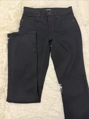 Express Women's Black Mid-Rise Skyscraper Jeans thumbnail 4