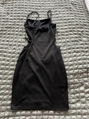 Women's Black Cutout Slip Dress - Classic Minimalist Style thumbnail 2