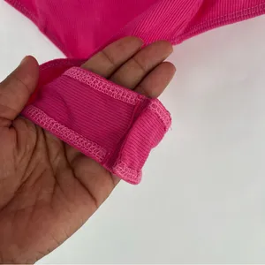 Lulu's Vibrant Pink Stretch Ribbed Sleeveless Wired Bra‎ Thong Bodysuit NWT XL thumbnail 8