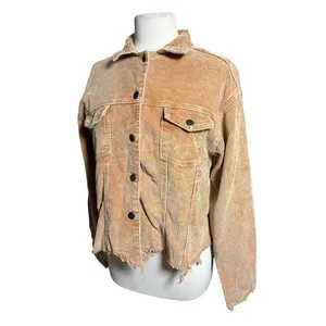 POL Women’s Colorblocked Raw Hem Distressed Button Up Jacket thumbnail 3