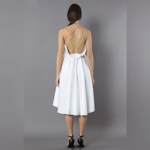 Minusey Luxurious White Cross-Strap Open Back Dress‎ thumbnail 4