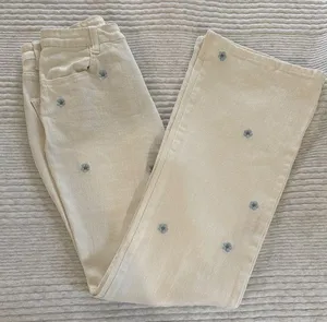 Women's Beige Jeans with Embroidered Details thumbnail 1