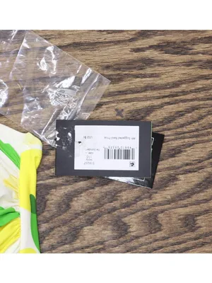 NWT Kate Spade Tie-Front Bandeau Bikini Top S1B237 White Yellow Multi M thumbnail 8