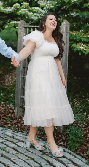 Baltic Born White Tulle Midi Tiered Dress Bridal Engagement thumbnail 1