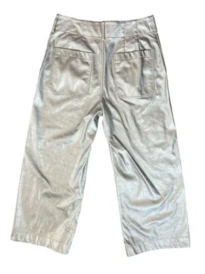 Anthropologie Maeve Women’s The Colette Silver Metallic Wide Leg Pants Size 30 P thumbnail 7