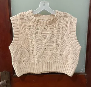 Princess Polly Cream Cable Knit Sleeveless Crew Sweater Vest thumbnail 1