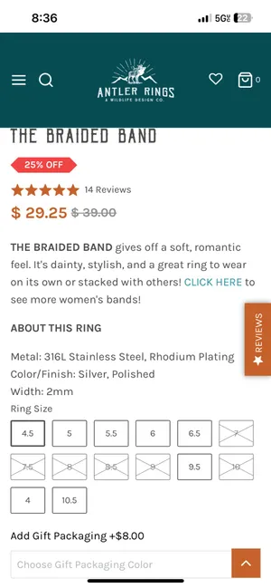 Antler Rings size 12 Braided Ring Silver thumbnail 2
