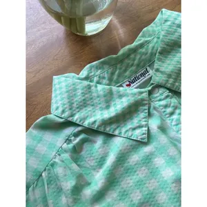 Vintage Mint Green Gingham Nightgown Button Front Midi Sleep Dress thumbnail 10