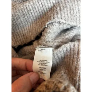 Madewell Turtleneck‎ Sweater Medium Taupe Merino Alpaca Waffle Knit E5271 thumbnail 3