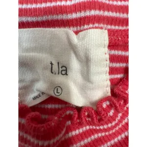 t.la Anthropologie Red White‎ Striped Mock Neck Peplum Top Sleeveless Large thumbnail 3