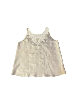 White Beaded Camisole Tank Top Womens M Sleeveless Elegant Used Embroidery thumbnail 3