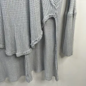 Free People Sz XS Ventura Thermal Top Waffle Knit‎ Long Sleeve Sky Blue High Low thumbnail 5