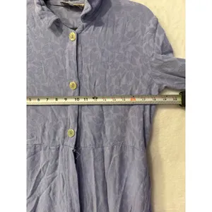 Earth Song Jacquard Leaf Maxi Dress Womens Large Periwinkle Long Sleeve Boho thumbnail 5