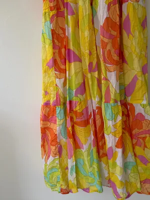 Seafolly Palm Springs Smocked Midi Dress in Lime Light Multi Floral Size Medium thumbnail 11