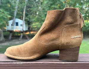 UGG Women's Bandara Suede Ankle Brown Zip Block Heel Boots/Bootie/Shoes|Size:9.5 thumbnail 4