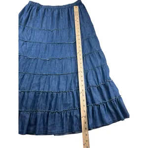Metro Wear Vintage Denim Prairie Skirt – Size M – 100% Cotton – Cottagecore Maxi thumbnail 6