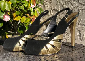 black and gold high heels thumbnail 1