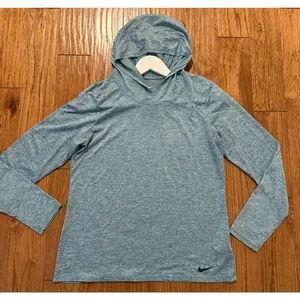 Nike dri-fit green hooded athletic long sleeve top M thumbnail 6