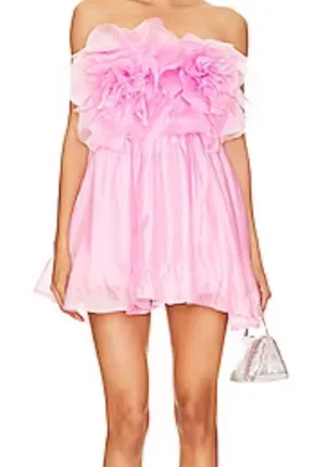Bardot Fleurette Lili pink size 8 large new mini dress strapless romantic preppy thumbnail 1