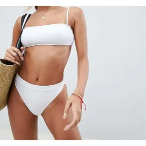 ✨South Beach Mix and Match Ribbed Neon Yellow Sz 4 Bikini Set✨ thumbnail 3