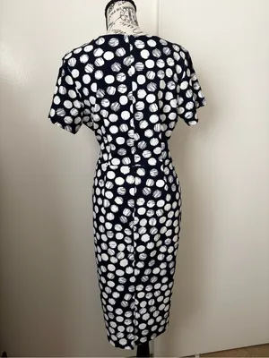 Enfocus Studio Navy & White Polka Dot Tie-Waist Midi Dress thumbnail 2