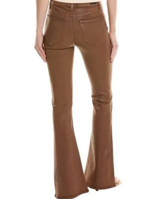 PAIGE High Rise Lou Lou Jolene Jeans With Slit In Coated Cognac thumbnail 8